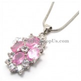 Elegant Alloy Pendant with Pink Zircons