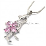 Gorgeous Alloy Pink Zircons Pendant