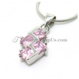 Elegant Alloy Pendant with Pink Zircons