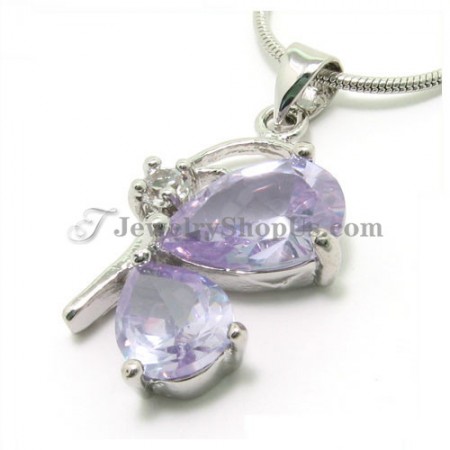 Fashion Alloy Pendant with Purple Zircons