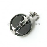 Elegant Alloy Pendant with Black Zircons