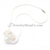 Fashion Alloy Pendant with White Plexiglass and Rhinestones