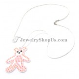 Pink Cartoon Bear Plexiglass Pendant with Rhinestones
