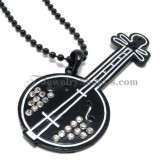Fashion Alloy Lute Pendant with Rhinestones