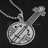 Fashion White Alloy Lute Shape Pendant with Rhinestones