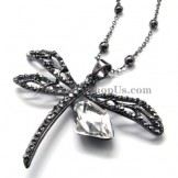 Fashion Black Alloy Pendant with Rhinestones