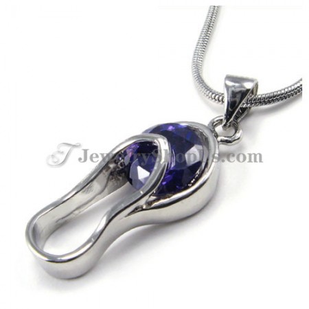 Elegant Slipper Shape Alloy Pendant with Purple Zircon