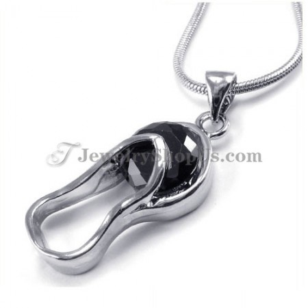 Elegant Slipper Shape Alloy Pendant with Black Zircon