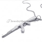 Fine Silver Rifle Shotgun Shape Alloy Pendant