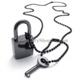 Fashion Black Alloy Lock and Key Pendants