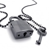 Fashion Black Alloy Lock and Key Pendants