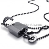 Fashion Black Alloy Lock and Key Pendants