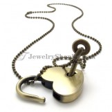 Fashion Alloy Heart Shape Lock and Key Pendants
