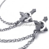 Elegant Alloy Cross with Circle Lovers Pendants