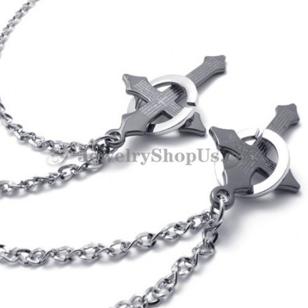 Elegant Alloy Cross with Circle Lovers Pendants