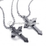 Elegant Alloy Cross with Circle Lovers Pendants