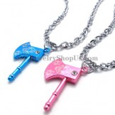 Fashion Alloy Ax Lovers Pendants with Rhinestones