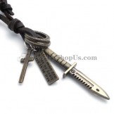 Fashion Alloy Dagger Pendant with Leather Chain