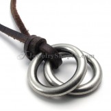 Fashion Alloy Circles Pendant with Leather Chain