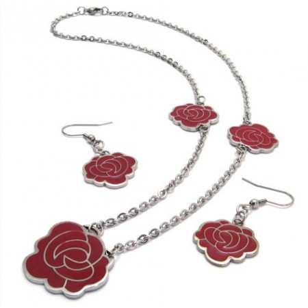 Attractive Design Pretty and Colorful High Quality Titanium Jewelry Set Including Necklace, Pendant, Earring 