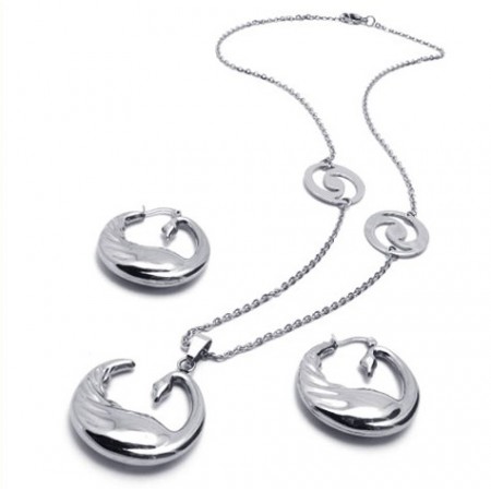 Elegant Shape Color Brilliancy Excellent Quality Titanium Jewelry Set Including Necklace, Pendant, Earring 