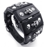 Sophisticated Technology Delicate Colors The Queen of Quality Steel Titanium Leather Bangle