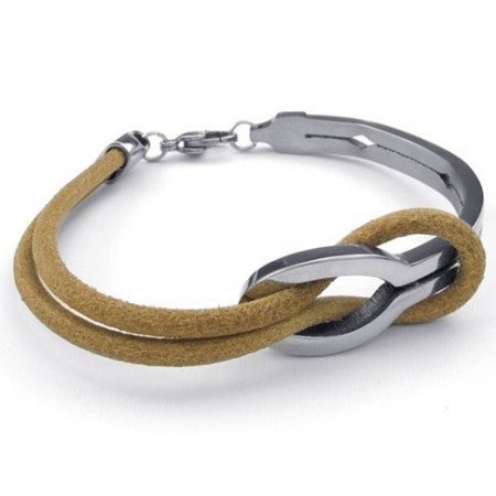 Elegant Shape Delicate Colors Excellent Quality Titanium Leather Bangle
