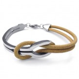 Elegant Shape Delicate Colors Excellent Quality Titanium Leather Bangle