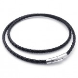 Rational Construction Color Brilliancy Stable Quality Titanium Leather Necklace