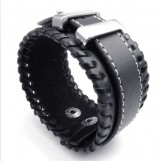 Deft Design Delicate Colors Excellent Quality Titanium Leather Bangle