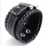 Deft Design Delicate Colors Excellent Quality Titanium Leather Bangle