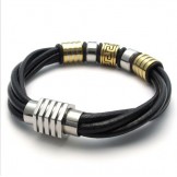Deft Design Beautiful in Colors Excellent Quality Titanium Leather Bracelet