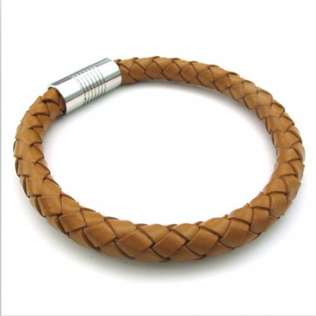 Deft Design Delicate Colors Excellent Quality Titanium Leather Bangle
