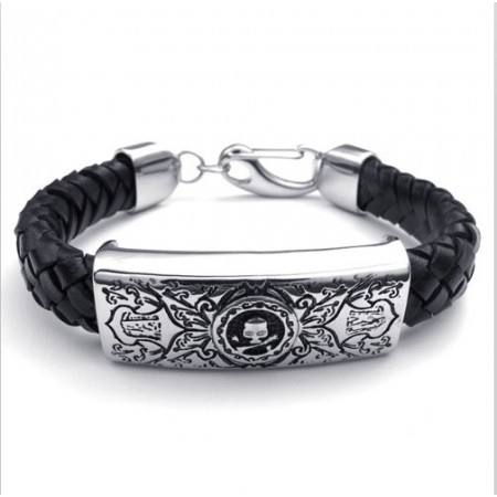 Attractive Design Delicate Colors Excellent Quality Titanium Leather Bracelet