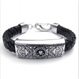Attractive Design Delicate Colors Excellent Quality Titanium Leather Bracelet