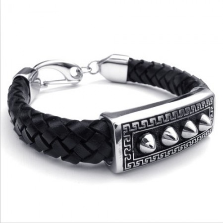 Deft Design Delicate Colors Reliable Quality Titanium Leather Bracelet
