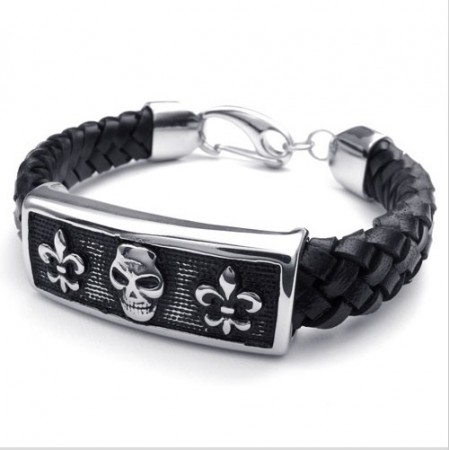 Attractive Design Delicate Colors Excellent Quality Titaniu Leather Bracelet