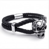 Attractive Design Delicate Colors Excellent Quality Titanium Leather Bracelet