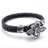 Deft Design Delicate Colors Excellent Quality Titanium Leather Bangle