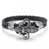 Deft Design Delicate Colors Excellent Quality Titanium Leather Bangle