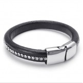 Deft Design Delicate Colors Stable Quality Titanium Leather Bracelet