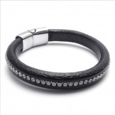 Deft Design Delicate Colors Stable Quality Titanium Leather Bracelet