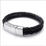 Deft Design Delicate Colors Stable Quality Titanium Leather Bracelet