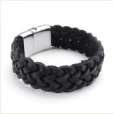 Deft Design Delicate Colors Stable Quality Titanium Leather Bracelet