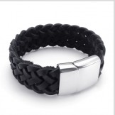 Deft Design Delicate Colors Stable Quality Titanium Leather Bracelet