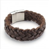 Deft Design Delicate Colors Stable Quality Titanium Leather Bracelet