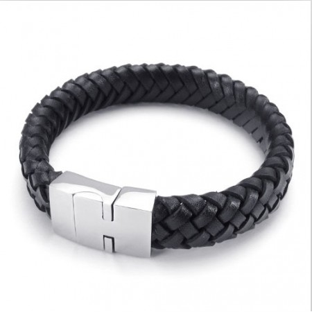 Deft Design Delicate Colors Stable Quality Titanium Leather Bracelet