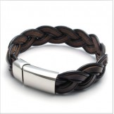 Deft Design Delicate Colors Stable Quality Titanium Leather Bracelet