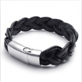 Deft Design Delicate Colors Stable Quality Titanium Leather Bracelet