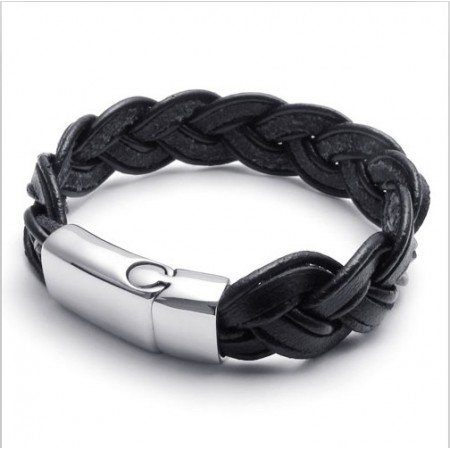 Deft Design Delicate Colors Stable Quality Titanium Leather Bracelet